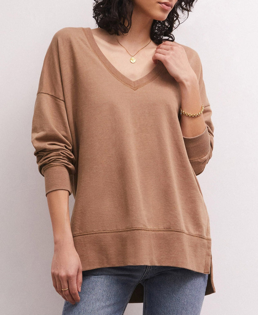 完売品【新品】ENFOLD V-NECK LAYERED PULLOVER Z SUPPLY Modern V neck weekender Mink – Surfko